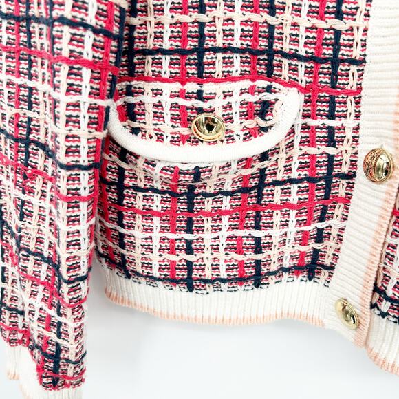 Ann Taylor Womens Preppy‎ Fall Tweed Button Front Career Cardigan Sweater Size L - Picture 5 of 7